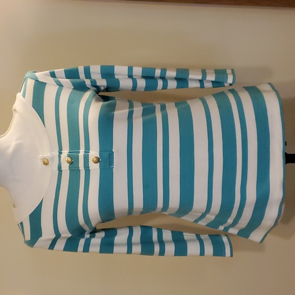 Talbots White and Teal top, Size XS
